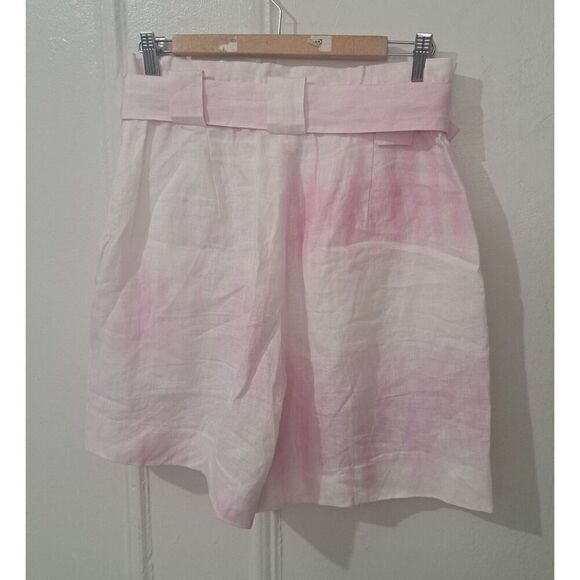 Solid And Striped Womens Medium 100% Linen Pink White Shorts Beach Vacation - Picture 4 of 8